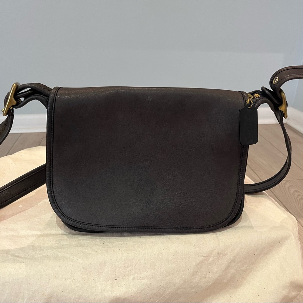 Vintage Coach Bag Black Saddle Bag 1970s